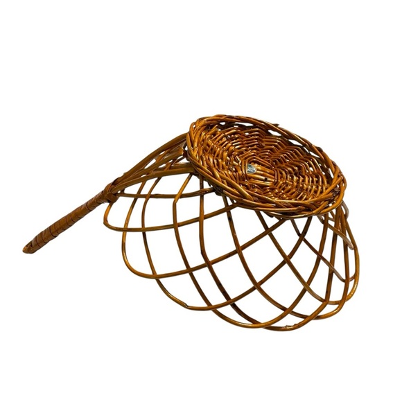 VINTAGE! Boho Natural Woven Round Wicker Fruit Basket With Handle Yugoslavia - Picture 6 of 12